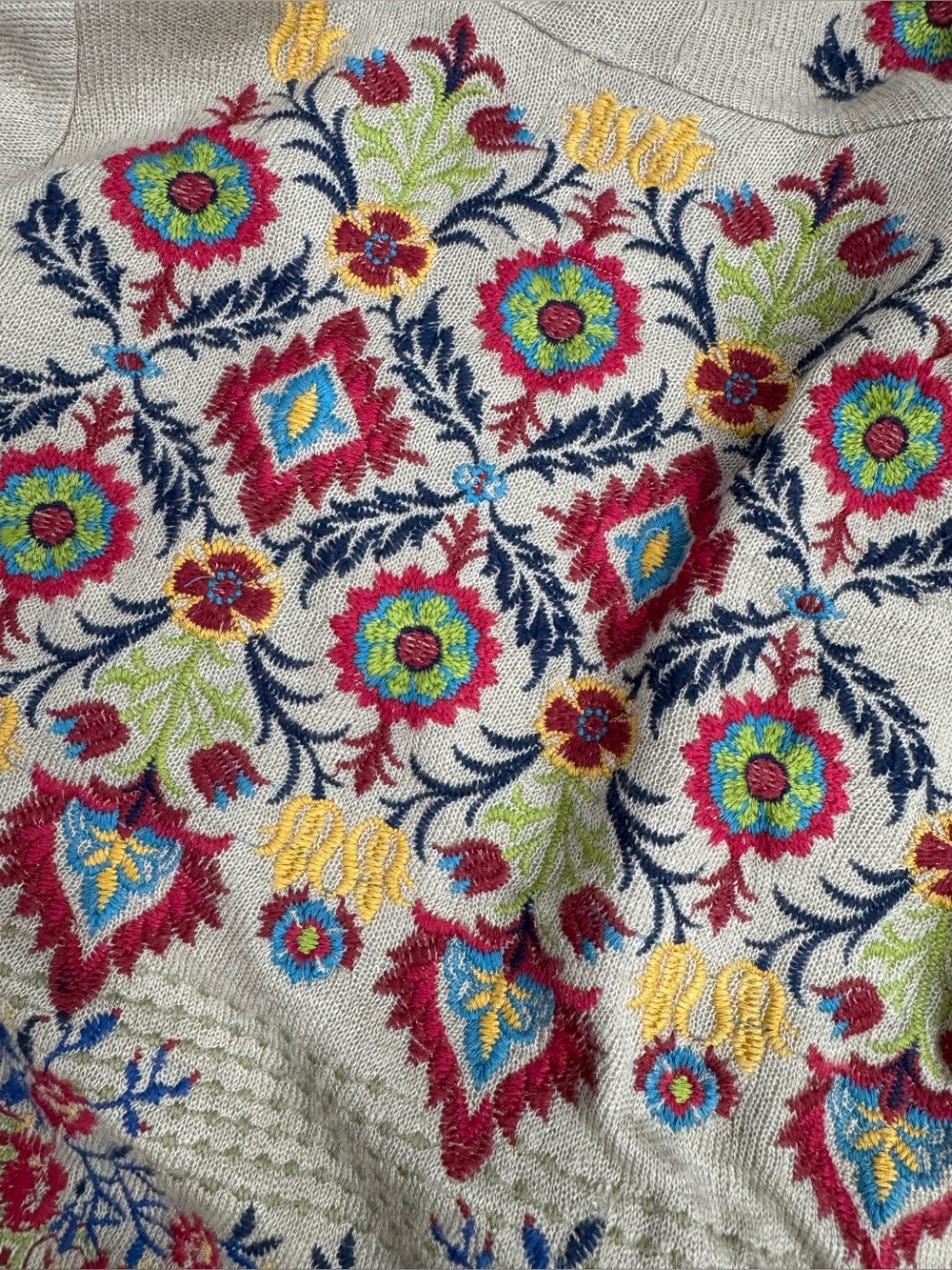 JOHNNY WAS BIYA HOODED OPEN CARDIGAN Sweater Sz S Tan Multicolor Embroidered - Picture 10 of 12